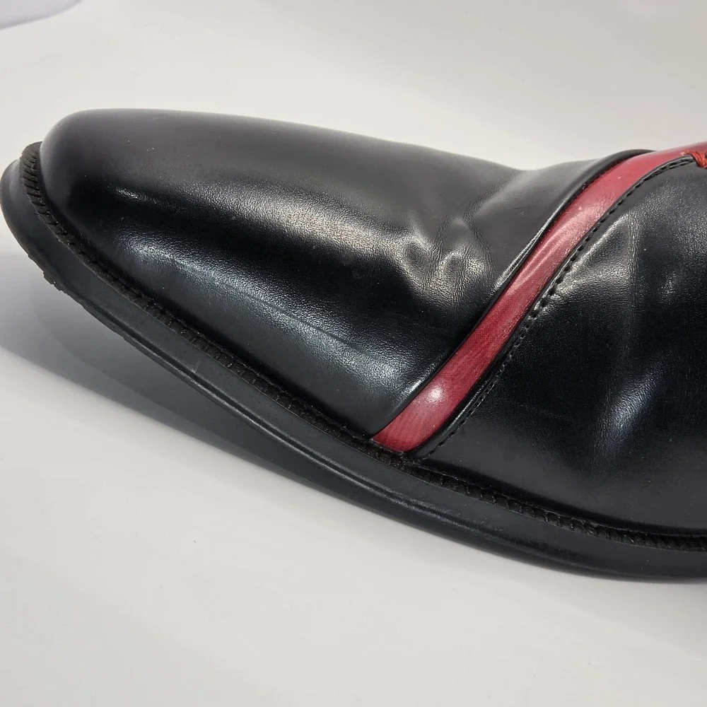 Antonio Cerrelli 6980 Men Dress Shoes Black Red Two Tone Oxfords Lace Up Sz 8.5